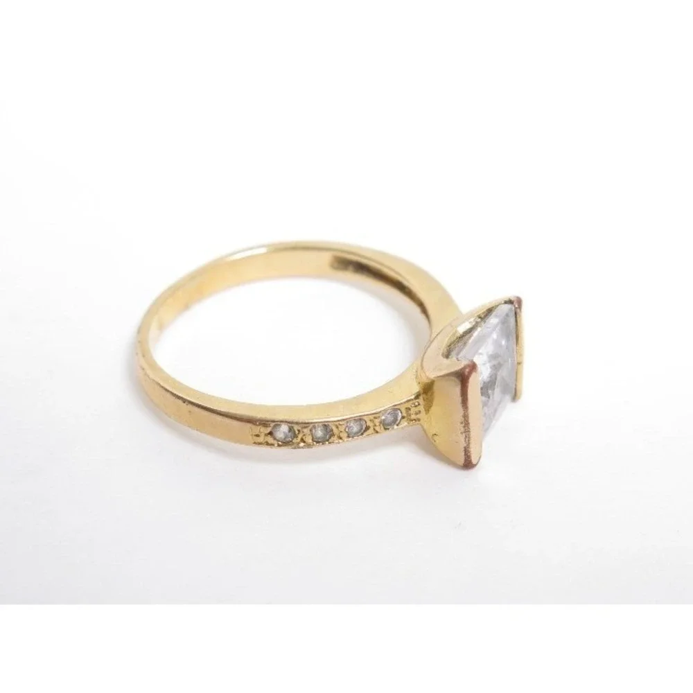 Gold Plated‎ Square Cushion Cut Ring 7.5